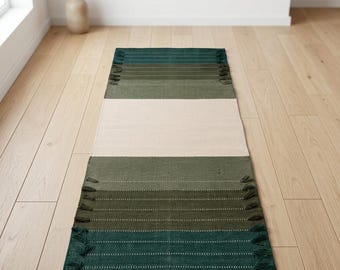 Tapis de yoga en coton biologique à base de plantes - Tapis d'exercice et de méditation écologique, tissé à la main, antidérapant 2 x 6 pi