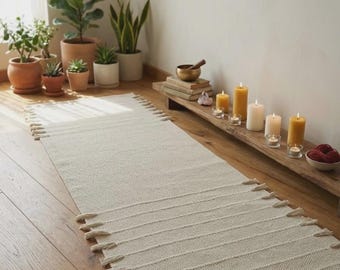 Organic Herbal Cotton Yoga Mat – Handwoven Ayurvedic Exercise Rug, Eco-Friendly Non-Slip Fitness Mat