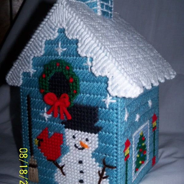 FREE SHIPPING - Holiday Snowman Tissue Box Cover  Ice Aqua