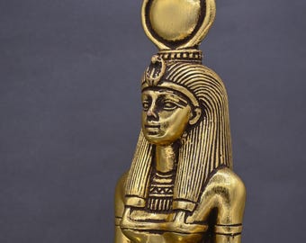 Egyptian statue of goddess Hathor painted heavy stone made in egypt