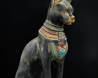 エジプトの女神バステト猫の像 エジプトで作られた大きな石像 - Etsy 日本