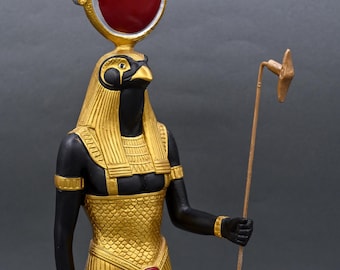Egyptisk Horusstaty: Skyddsgud i sten, handgjord i Egypten