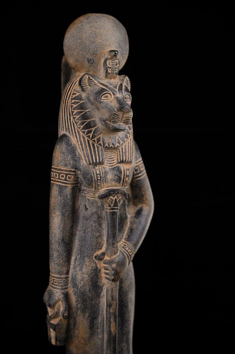 Large Statue of Goddess Sekhmet Standing, Egyptian Art Handcrafted ...