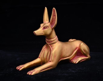Anubis Dog Jackal Figurine Egyptian God statue gold, made in egypt