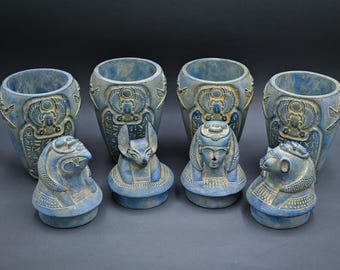古代エジプトのカノプス壺の置物：ホルスの息子たちのレプリカ - Etsy 日本