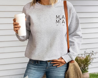Sweter dla mamy spersonalizowany imieniem i rokiem, Sweter dla mamy, Bluza dla mamy, ogłoszenie o narodzinach przyszłej mamy, Dzień Matki, Sweter dla mamy