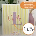 Personalized linen report card folder, striped with the child's handwriting, gift for starting school, back-to-school gift for schoolchild
