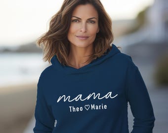 Bluza z kapturem dla mamy z imionami dzieci, sweter dla mamy, prezent dla mamy, bluza dla mamy, ogłoszenie o przyszłej mamie, Dzień Matki