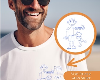 Personalisiertes Kinderzeichnung T-Shirt, Unisex Shirt, Kinderzeichnung Motiv personalisiert, Geschenk für Väter, Weihnachten, Vatertag