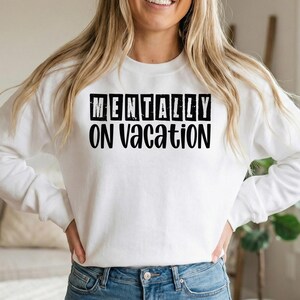 Digital png bundle in 4 colors featuring vacation mode quote.