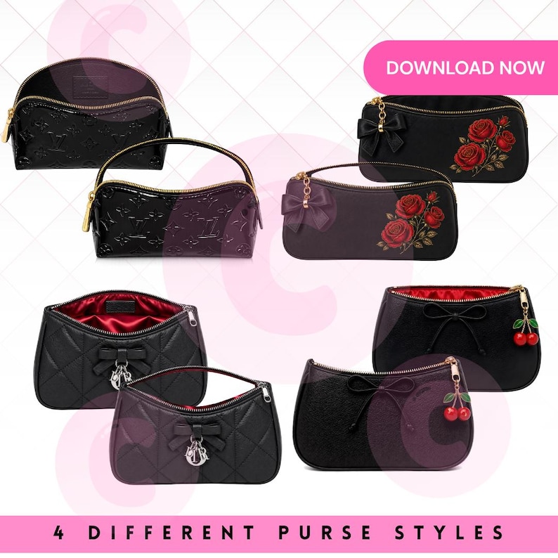 Printable Purse Gift Bags Bundle, 4 Styles DIY Favor Bags, Instant ...