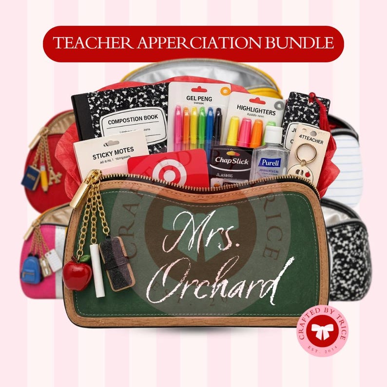 Teacher Appreciation Gift Bag Bundle PNG, School Themed Printable Bags ...
