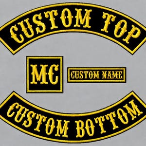 カスタムバイカーパッチセット、モーターサイクルクラブロッカー、上部と下部のバナー