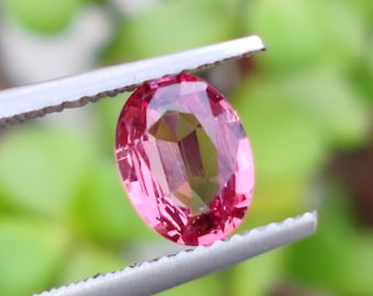 Natural Raspberry Pink Garnet Oval Gemstone (1.25ct, 6x8mm) for Jewelry Making