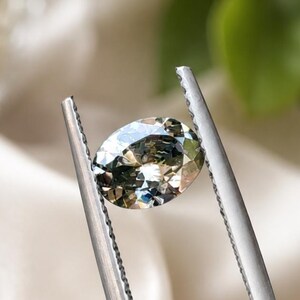 Naturlig Tanzanit Zoisit Oval Ädelsten 1,79 Ct 7,97x5,97x3,32 MM Lösfasetterad Sten Grå Champagne Ädelsten för Ringhänge Smycken