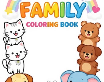Animals Family Coloring Book | 30 Pages for Kids Ages 4-6 (PDF Download)