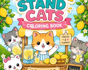 Lemonade Stand Cats Coloring Book | Printable Summer Activity Pages (PDF Download)