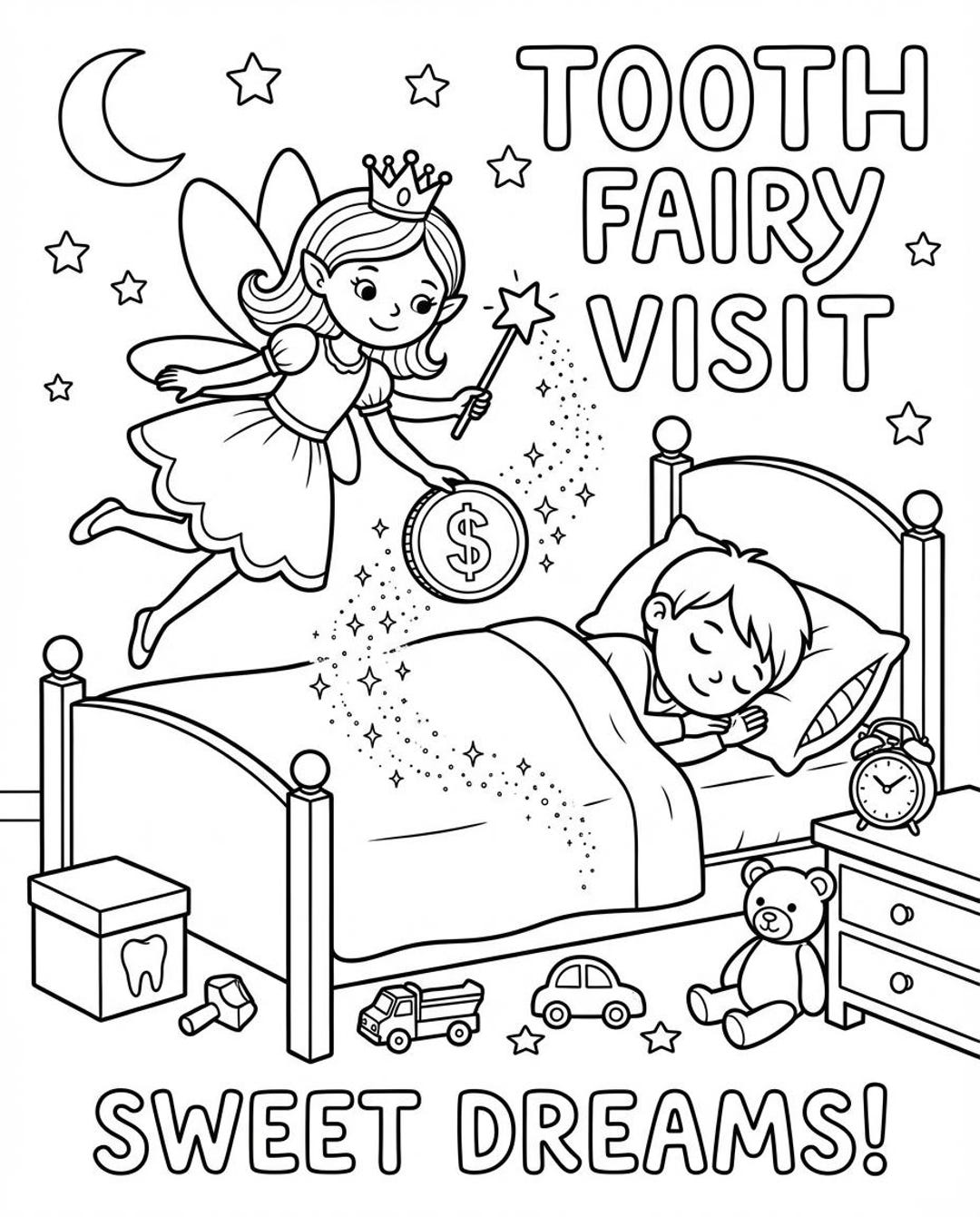 Tooth Fairy Coloring Pages for Kids, 20 Page A4 (digital Download) - Etsy