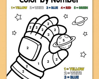 Astronaut Color by Number Planets Creative Space Scenes Space Friends
