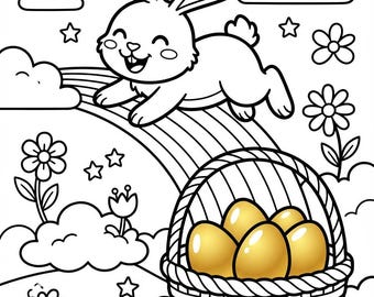 Happy Easter Coloring book , Digital Download , PNG File
