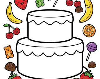 Happy BirthDay Coloring book Digital Download PNG File