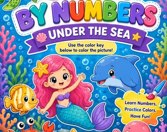 Color by Numbers Under the Sea Coloring Book – Kids Educational Activity (Digital Download)