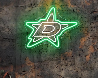 Custom Dallas Stars Neon Sign, LED Wall Art, Ice Hockey Fan Gift