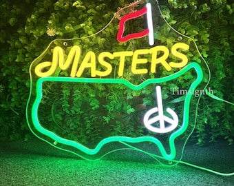 Masters Golf Neon Sign, Bar Lounge Man Cave Decor, Sports Wall Art, USB Powered