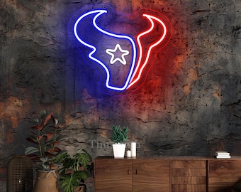 Custom Houston Texans Football Team Neon Sign, Game Room Decor