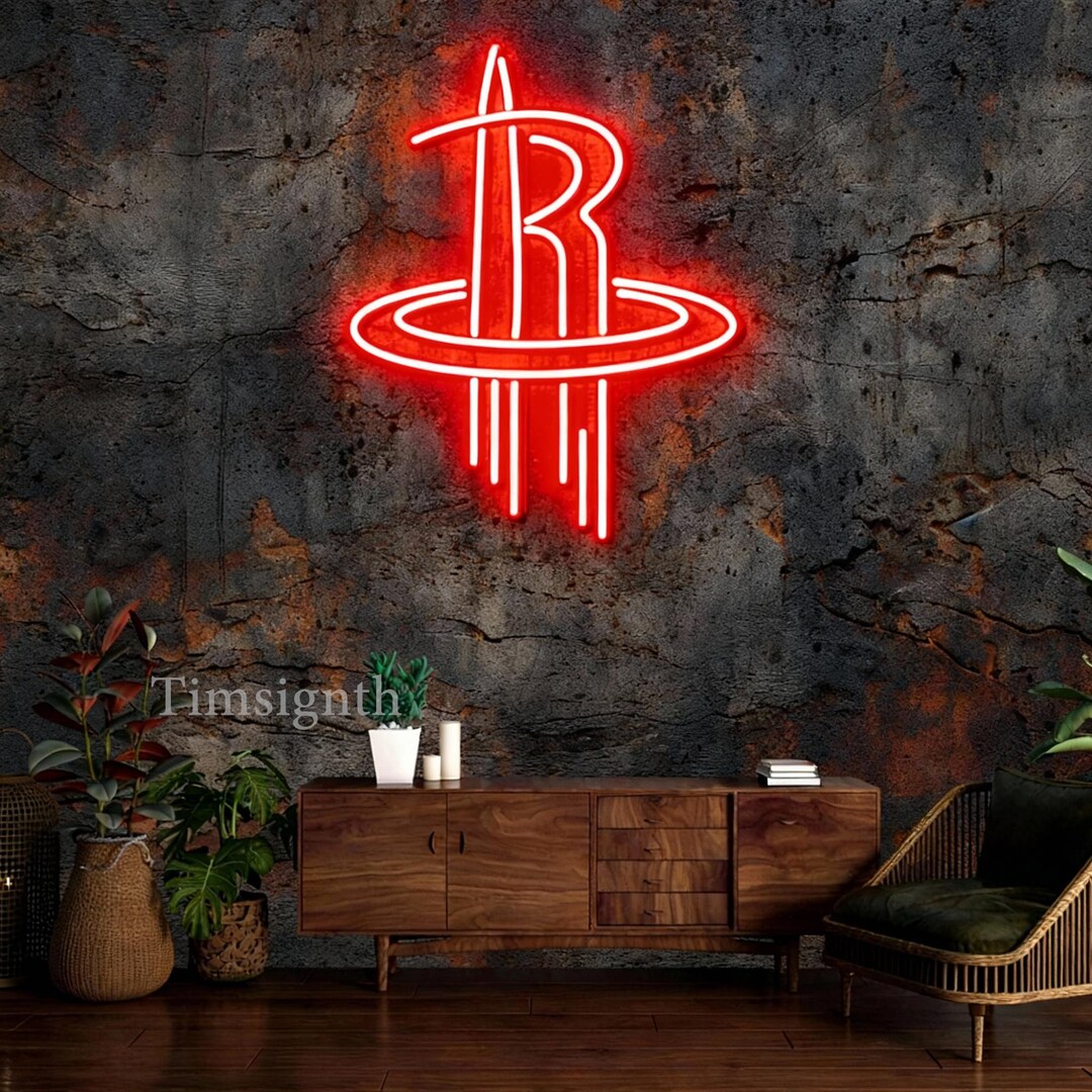 Led Houston Rockets Logo Custom Houston Rockets Neon Sign, Basketball LED Neon Wall Art Decor - Etsy