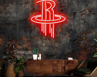 Custom Houston Rockets Neon Sign, Basketball LED Neon Wall Art Decor