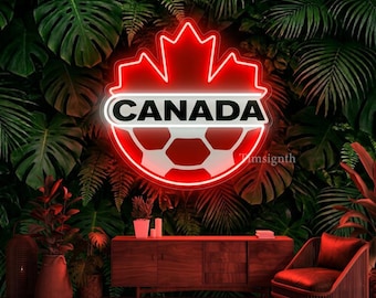 Canada Soccer Neon Sign, Soccer Fan Gift