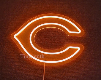 Chicago Bears C LED Neon Sign, Football Team Wall Art