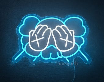 Kaws-Inspired Neon Sign | Game Room Decor, Handmade LED Wall Decor