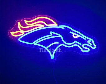 Denver Broncos Neon Sign, Custom Football Team Light, Man Cave Decor