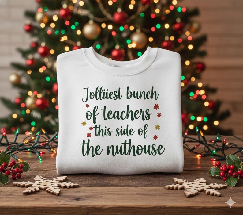 Jolliest Bunch of Teachers Nuthouse PNG | Funny Christmas Quote ...