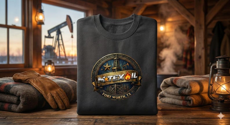 Vintage Texas Oil Rig Emblem PNG | Fort Worth Oilfield (digital ...