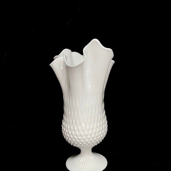 Fenton White Hobnail Swung Vase Etsy