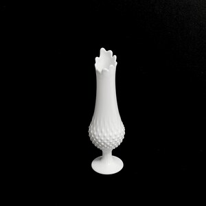 Fenton Pedestal Bud Vase White Hobnail 12 inch Swung Free Shipping!
