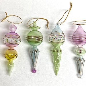 Ornaments Blown Glass BoHo Christmas Set of 4 Free Shipping!