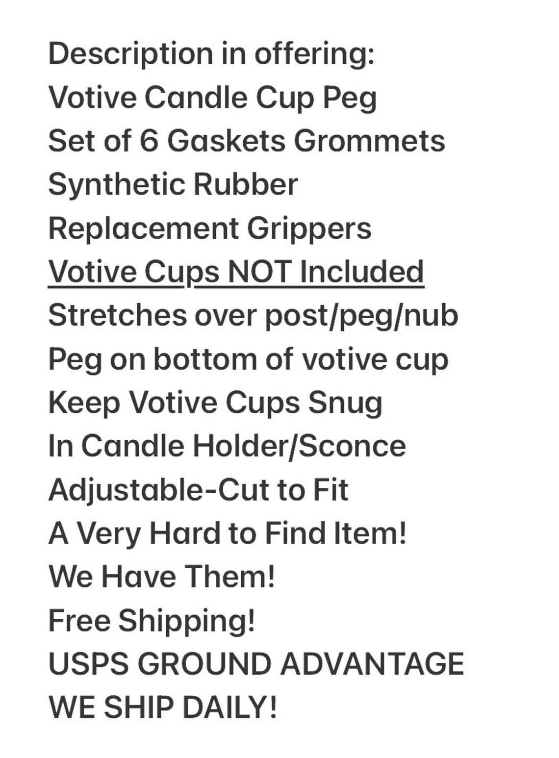 Votive Candle Cup Peg Rubber Gaskets Grommets Set of 6 Free Shipping Etsy