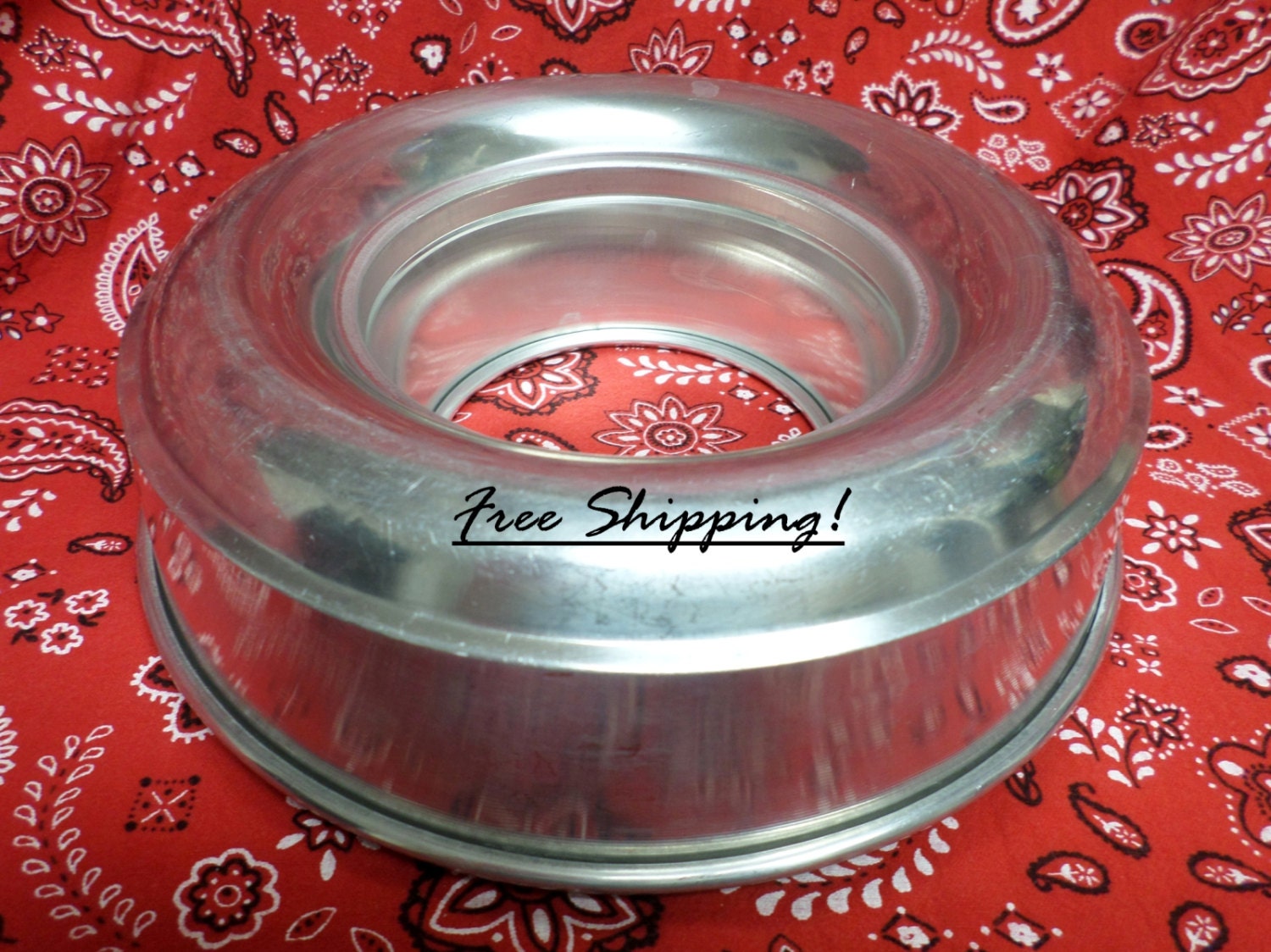 Jello Mold Cake Pan Large Round Aluminum Vintage