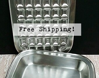 Broiler Pan Bake Roast Stainless Steel Pan Toaster Oven Camper 12 x 9 Vintage Free Shipping!