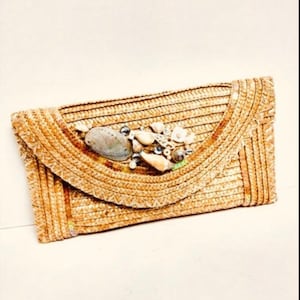 Cappelli Straworld Clutch Sea Shells Summer Straw Sequin FREE SHIPPING!