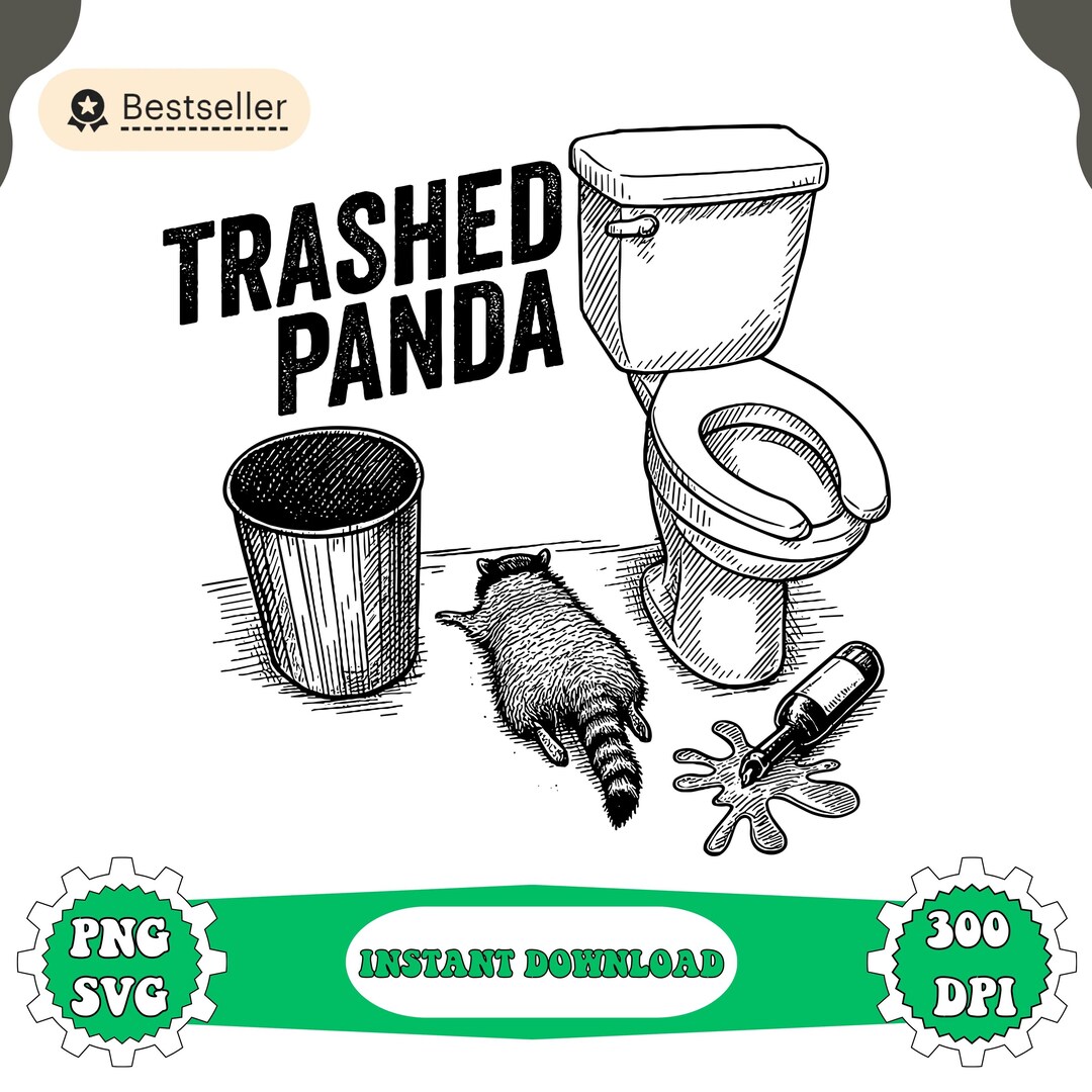 Trashed Panda Funny Drunk Racoon Png - Etsy