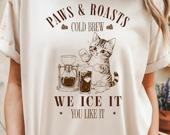 Comfort Colors® Funny Cat Making Coffee Shirt, We Ice It You Like It Tee, Cute Coffee Cat Lover Shirt, Cat Barista Graphic Tee, Cat Mom
