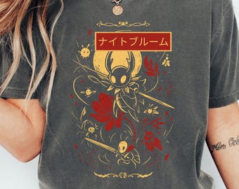 Camiseta Comfort Colors® Hollow Knight, Camiseta Silksong Hornet, Presente para Jogo Indie, Camiseta Gamer Feita por Fã, Camiseta Unissex para Jogos, Design Guerreiro Inseto