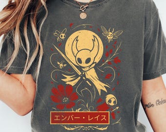 Camiseta Comfort Colors® Hollow Knight, Camiseta Silksong Hornet, Presente para Jogo Indie, Camiseta Gamer Feita por Fã, Camiseta Unissex para Jogos, Design Guerreiro Inseto
