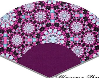 Blue & Berry Kaleidoscope Washable Hand Fan