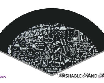 Chemistry in Black & White Washable Hand Held Fan